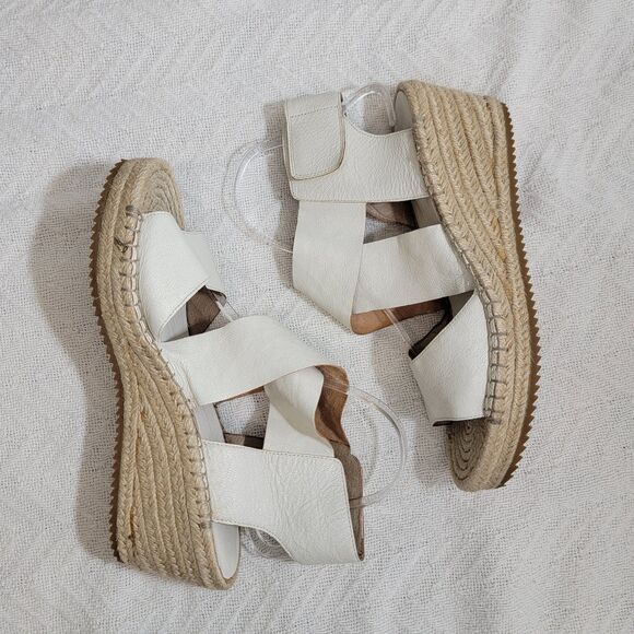 Eileen‎ Fisher Women's Willow Platform Wedge Espadrille Sandals Size 11 Ivory - Picture 3 of 16